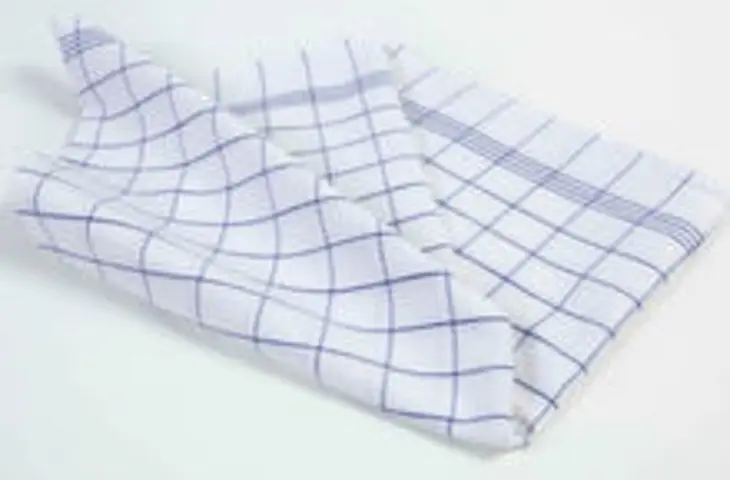 Trapo de cocina blanco cuadros azul